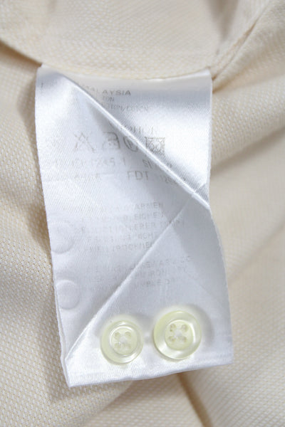 Boss Hugo Boss Mens Cotton Dress Shirt Ivory Long Sleeve Button Up Size 16.5