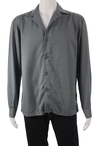 Club Monaco Mens Gray Cotton Blend Dress Shirt Long Sleeve Size M