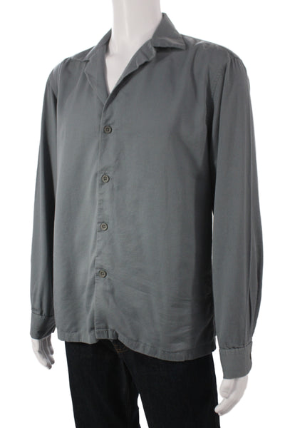 Club Monaco Mens Gray Cotton Blend Dress Shirt Long Sleeve Size M