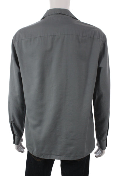Club Monaco Mens Gray Cotton Blend Dress Shirt Long Sleeve Size M