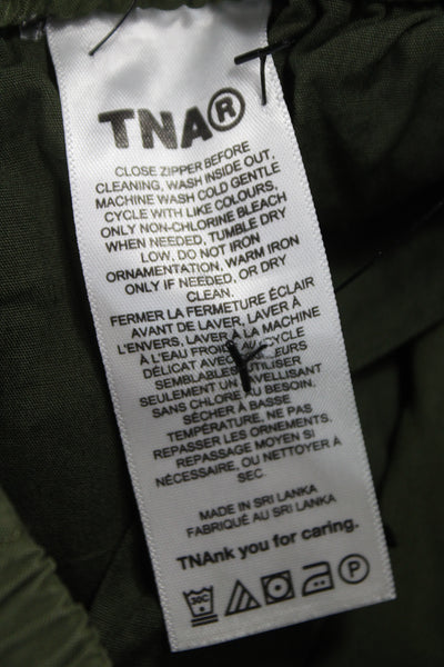 TNA Womens Cargo Pants Green Drawstring 70% Cotton 30% Nylon Size XS