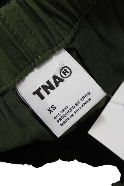 TNA Womens Cargo Pants Green Drawstring 70% Cotton 30% Nylon Size XS