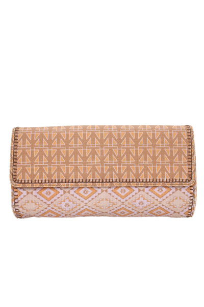 Stuart Weitzman Womens Printed Canvas Flap Small Clutch Handbag Orange