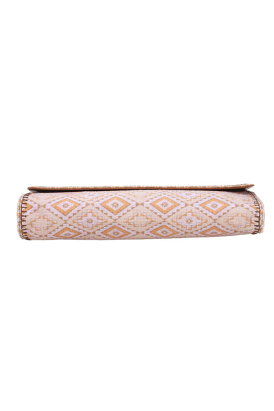 Stuart Weitzman Womens Printed Canvas Flap Small Clutch Handbag Orange