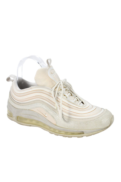 Nike Womens Air Max 97 Lace UP Triple White Colorway Sneakers Shoes Size 8