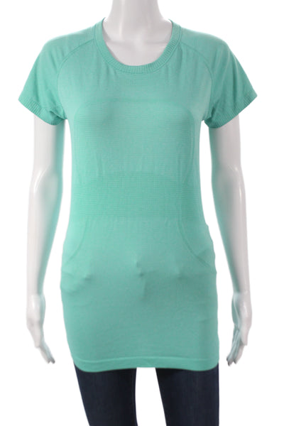 Lululemon Women Green Short Sleeve Geometric Crew T-Shirt Size S