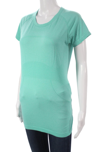 Lululemon Women Green Short Sleeve Geometric Crew T-Shirt Size S