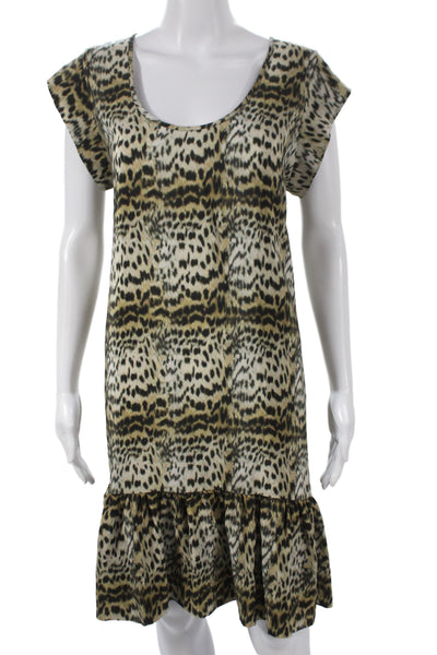 Imrie Women Shift Dress Multicolor Silk Animal Print Short Sleeve Midi Size L