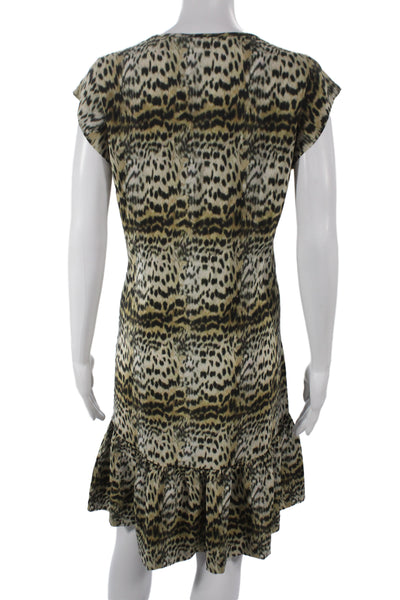 Imrie Women Shift Dress Multicolor Silk Animal Print Short Sleeve Midi Size L