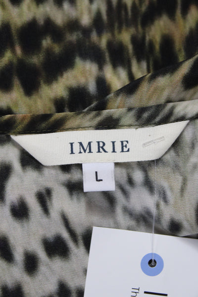 Imrie Women Shift Dress Multicolor Silk Animal Print Short Sleeve Midi Size L