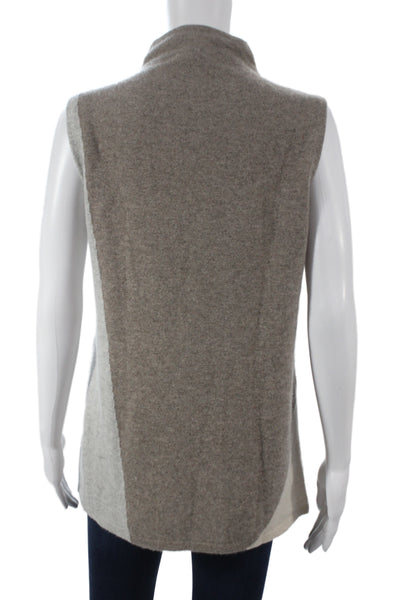 Lafayette 148 New York Womens Cashmere Tunic Mock Neck Sleeveless Beige Size M