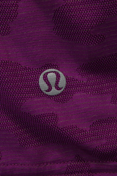 Lululemon Women Camouflage Purple T-Shirt Round Neck Short Sleeve Size S
