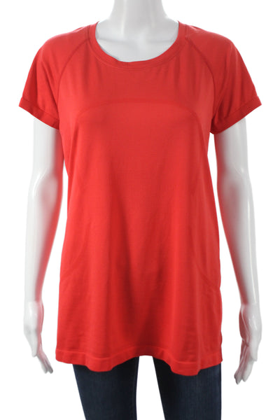Lululemon Womens Red Short Sleeve Crew Neck Basic T-Shirt Synthetic Size S