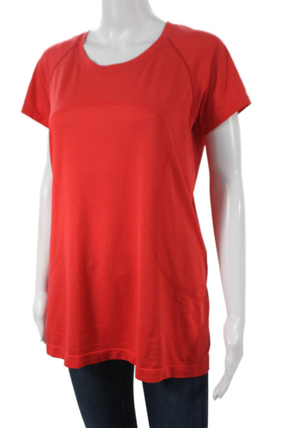 Lululemon Womens Red Short Sleeve Crew Neck Basic T-Shirt Synthetic Size S