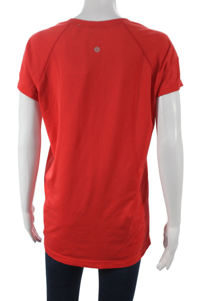 Lululemon Womens Red Short Sleeve Crew Neck Basic T-Shirt Synthetic Size S