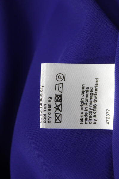 Akris Punto Women Shift Dress Purple V-Neck Midi Sleeveless Polyester Size 6