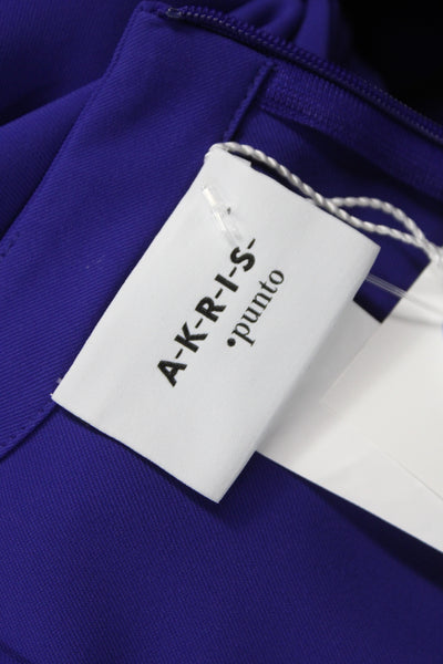 Akris Punto Women Shift Dress Purple V-Neck Midi Sleeveless Polyester Size 6