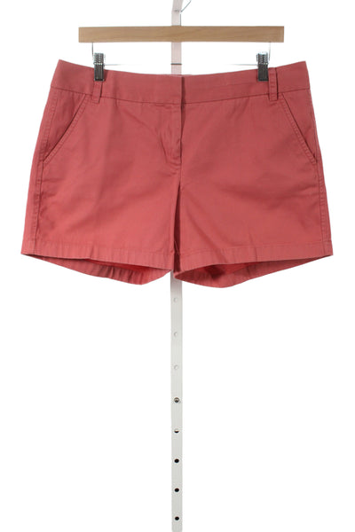 J Crew Women Chino Shorts Red 100% Cotton Zip Summer Size 10