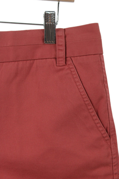J Crew Women Chino Shorts Red 100% Cotton Zip Summer Size 10