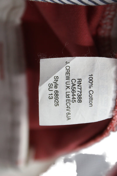 J Crew Women Chino Shorts Red 100% Cotton Zip Summer Size 10