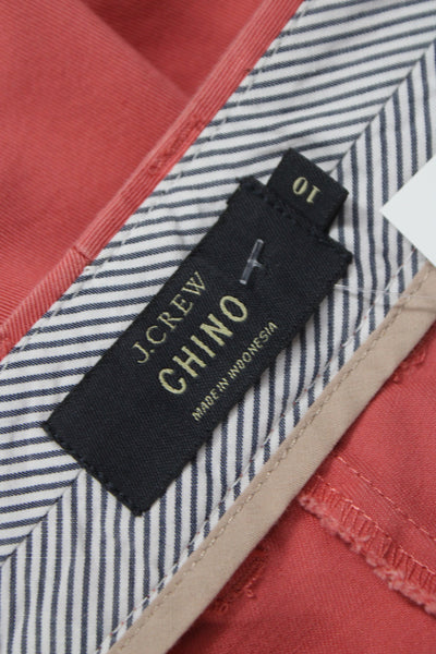 J Crew Women Chino Shorts Red 100% Cotton Zip Summer Size 10