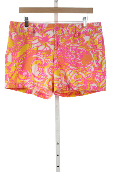 Lilly Pulitzer Womens Chino Shorts Pink Floral Cotton Size 10
