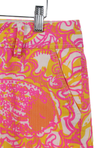 Lilly Pulitzer Womens Chino Shorts Pink Floral Cotton Size 10