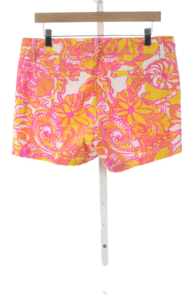 Lilly Pulitzer Womens Chino Shorts Pink Floral Cotton Size 10