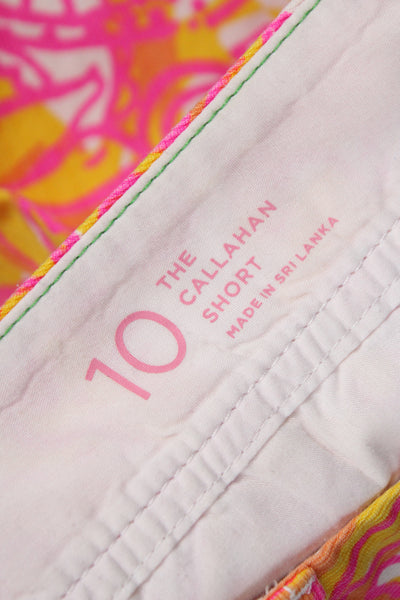 Lilly Pulitzer Womens Chino Shorts Pink Floral Cotton Size 10