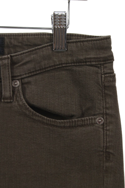 AG Women Skinny Green Jeans Cotton Mid Rise Button Size 31