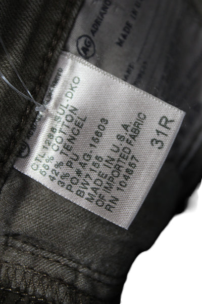 AG Women Skinny Green Jeans Cotton Mid Rise Button Size 31