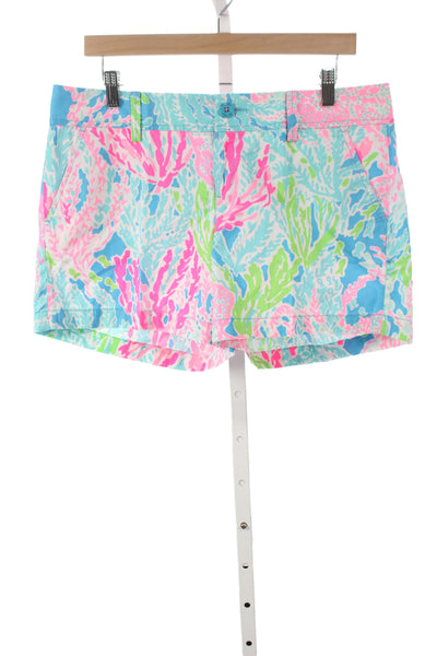 Lilly Pulitzer Womens Chino Shorts Coral Floral Cotton Size 10