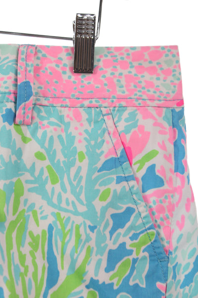 Lilly Pulitzer Womens Chino Shorts Coral Floral Cotton Size 10