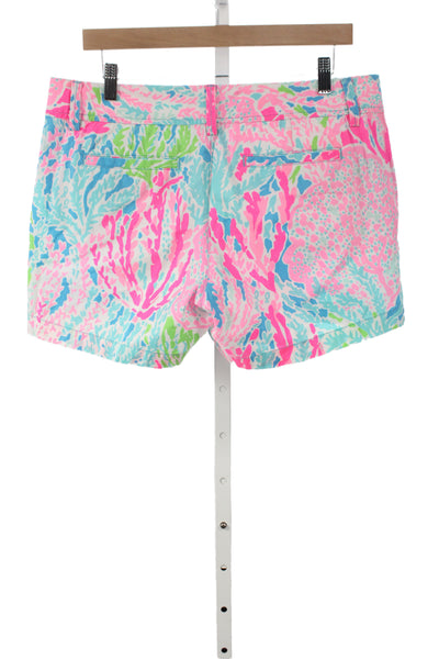 Lilly Pulitzer Womens Chino Shorts Coral Floral Cotton Size 10