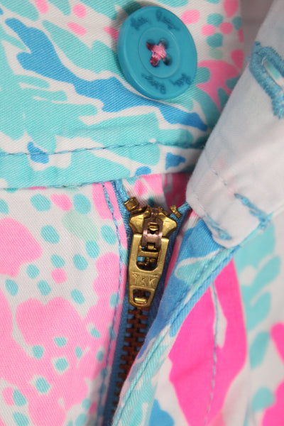 Lilly Pulitzer Womens Chino Shorts Coral Floral Cotton Size 10