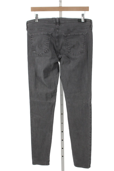 AG Women Skinny Jeans Gray Mid Rise Button 30in Size 31