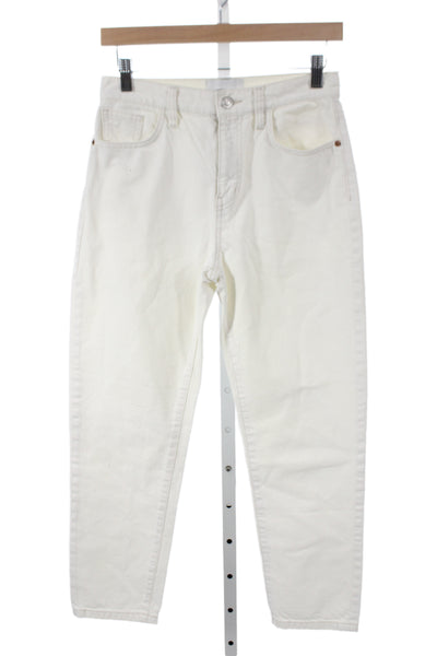 Current/Elliott Womens Mom Ivory High Rise Cotton Jeans Size 26