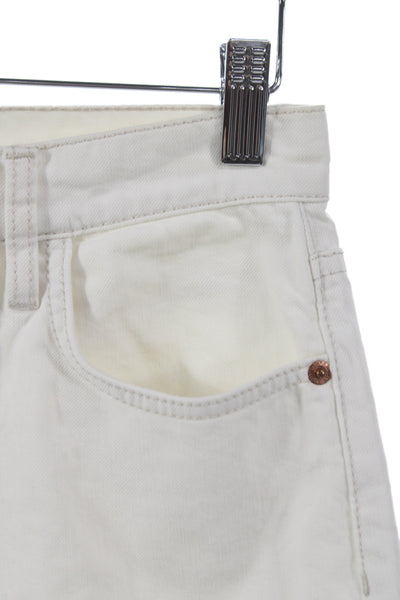 Current/Elliott Womens Mom Ivory High Rise Cotton Jeans Size 26