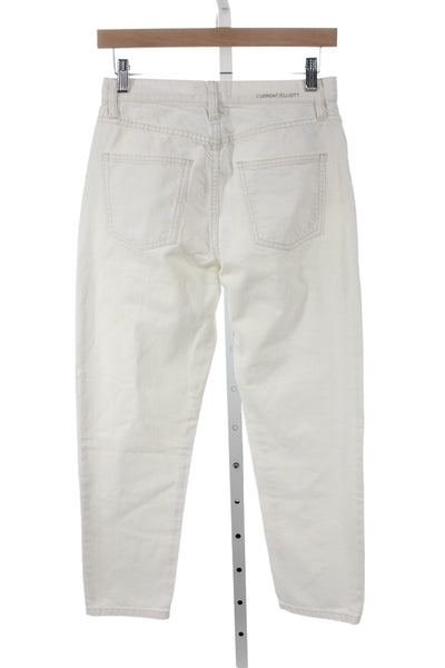 Current/Elliott Womens Mom Ivory High Rise Cotton Jeans Size 26