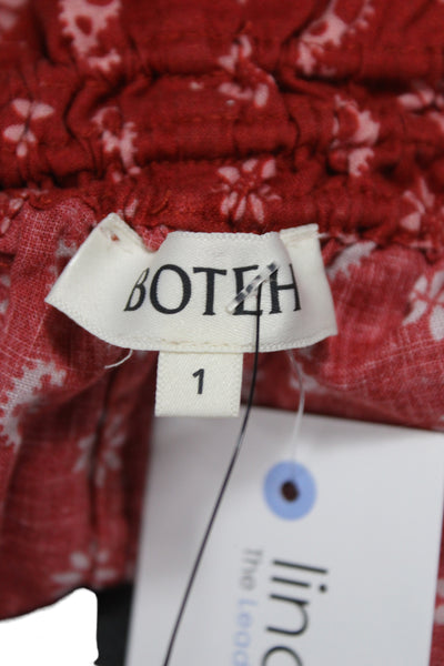 BOTEH Womens Paperbag Shorts Red Paisley Drawstring Size 1
