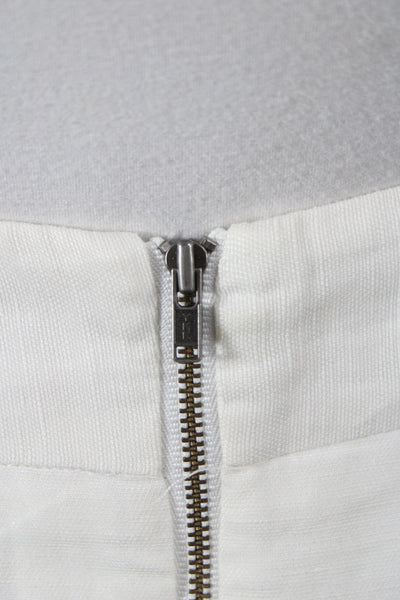 Milly Women Pleated Midi Skirt White Tencel Zip Size 4