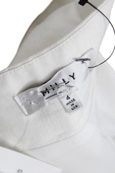 Milly Women Pleated Midi Skirt White Tencel Zip Size 4