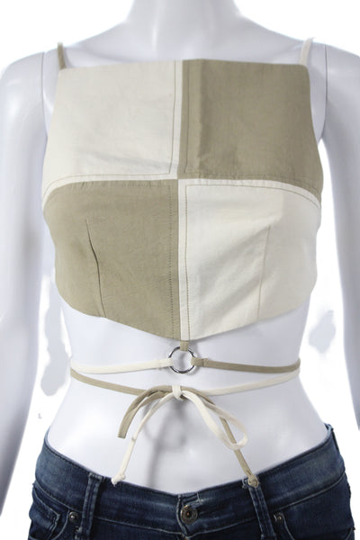 Bec & Bridge Women Beige Colorblock Square Neck Camisole Size 2