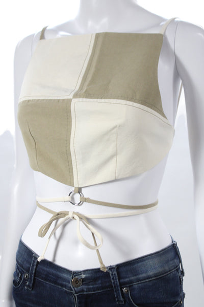 Bec & Bridge Women Beige Colorblock Square Neck Camisole Size 2