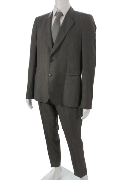Paul Smith Mens 3 Piece Gray Wool Check Suit Formal Fall Size 44