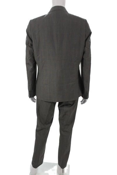 Paul Smith Mens 3 Piece Gray Wool Check Suit Formal Fall Size 44