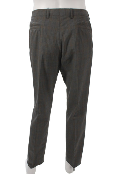 Paul Smith Mens 3 Piece Gray Wool Check Suit Formal Fall Size 44
