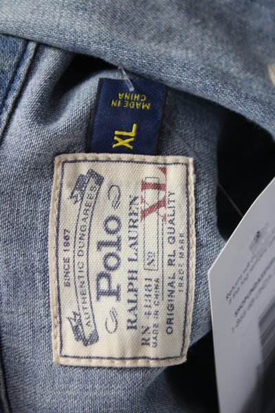 Polo Ralph Lauren Womens Western Button-Up Blue Cotton Long Sleeve Size XL