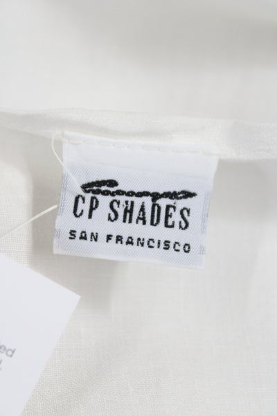 CP Shades Womens Linen Tunic Button Up White Long Sleeve Round Neck Size M