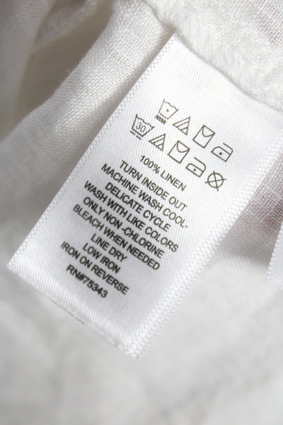Tahari Women Tunic Blouse White Linen Collared Button Long Sleeve Plus Size 1X